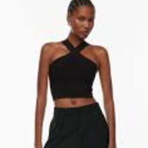 Aritzia Babaton Sculpt Knit Criss Cross Cropped Tank